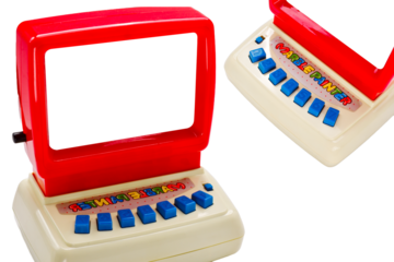 Retro Red Cube Game Toy with buttons PNG.Retro Vintage  PNG.Classic Cube Games Retro Box with transparent.Retro Game Console Marble Gaming Toy PNG.Vintage Retro TV Game Toy PNG.For graphic resources.