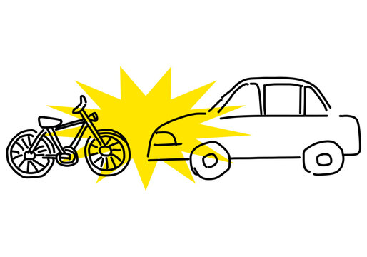 car and bicycle crash, yellow burst clip art preview