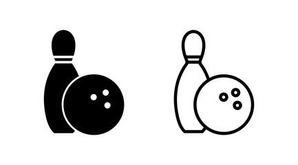Bowling icon vector. Bowling ball and pin icon. Bowling pins with ball icon.