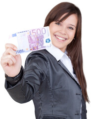 Businesswoman with Five Hundred Euro - Isolated