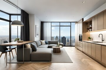 Fototapeta premium Stylish micro apartment for one