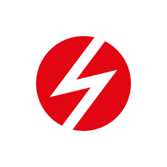 Lightning icon in a circle. Symbol of electricity and charge. Designation of electricity and current. 
