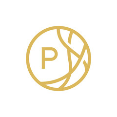 Initial Letter P logo design template vector, line art style illustration