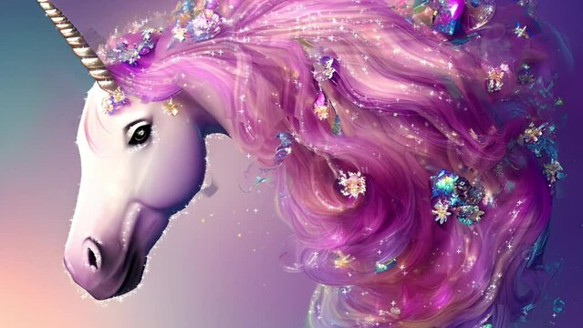 rendition of a beautiful Unicorn Horse, sea like hair