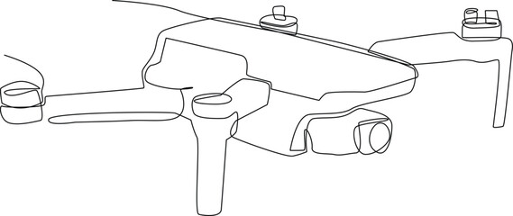 Simple continuous line draw of technology minimalist concept drone. technology, simple line, continuous line, vector. 