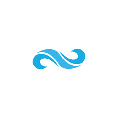 Ocean wave logo with sun design vector template.