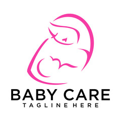 Mom And Baby Logo Icon Baby Care Design Concept Template Mother Care Logo