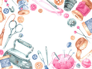 Seamstress frame with sewing tools