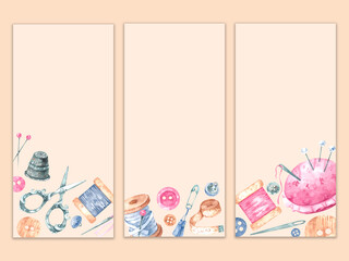 Seamstress tag mockup with sewing accessories