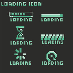 this is Loading icon in pixel art with Green color and black background ,this item good for presentations,stickers, icons, t shirt design,game asset,logo and your project.