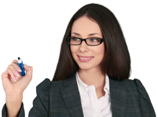 Businesswoman with Dry Erase Marker - Isolated