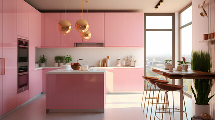 Modern Pink Kitchen Interior