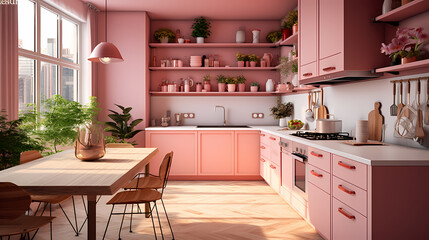 Modern Pink Kitchen Interior