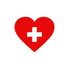 Red heart with cross icon