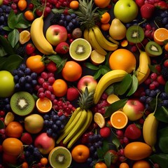 Naklejka na ściany i meble fruits and vegetables pattern generative AI