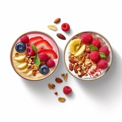muesli with berries isolated on the white background generative AI