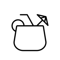 Coconut Drink Travel and tourism icon with black outline style. cocktail, juice, summer, beverage, straw, fresh, fruit. Vector illustration