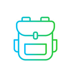 Backpack Travel and tourism icon with green and blue gradient outline style. travel, bag, education, luggage, baggage, adventure, traveler. Vector illustration