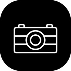 Camera Travel and tourism icon with black filled outline style. technology, lens, digital, photography, photo, capture, image. Vector illustration
