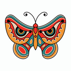 Vector Retro Tattoo Illustration of Butterfly with Eye Pupil