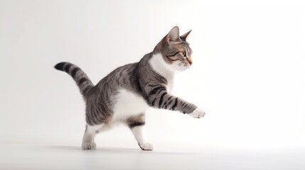 cute cat on white background, full body © waranyu