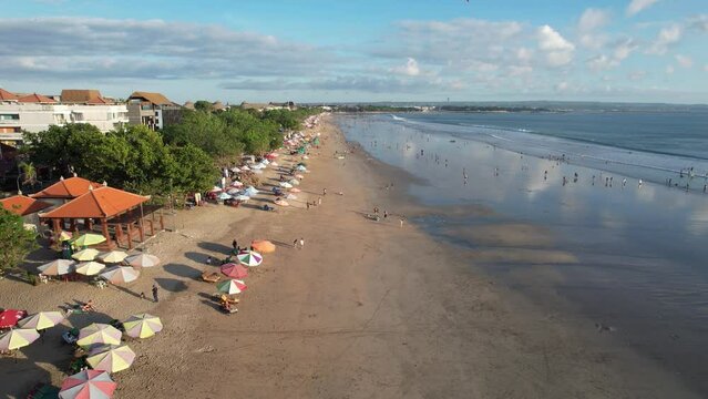 Aerial Bali Kuta Legian Beach during Sunset
