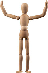 Miniature wooden mannequin in a pose