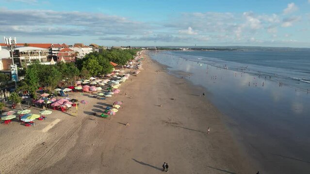 Aerial Bali Kuta Legian Beach during Sunset