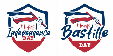 Obraz premium shield france independence day icon protect with france flag