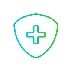 Obraz premium Insurance E Commerce icon with green and blue gradient outline style. protection, health, care, safety, security, shield, service. Vector illustration