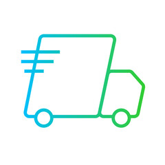 Delivery E Commerce icon with green and blue gradient outline style. transportation, service, shipping, express, courier, package, transport. Vector illustration