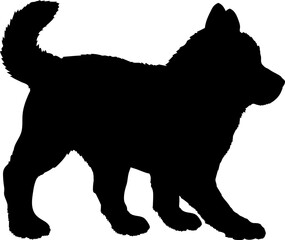 Husky walks. Dog puppies silhouette. Baby dog silhouette Puppy breeds 
