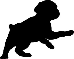 Dog jumps Dog puppies silhouette. Baby dog silhouette Puppy breeds 