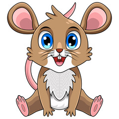 Cute baby mouse cartoon sitting 