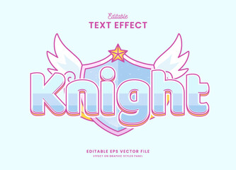 decorative cute pastel knight editable text effect vector design