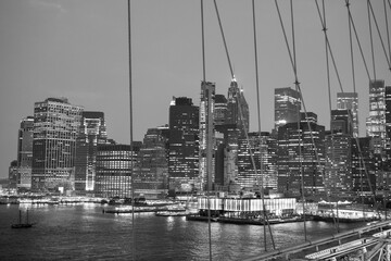 Night time New York City Skyline from the Brooklyn Bridge