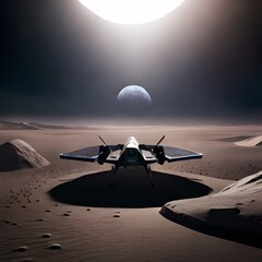 Fototapeta na wymiar Spaceship on the moon