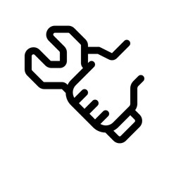 Editable hand holding wrench vector icon. Construction, tools, industry. Part of a big icon set family. Perfect for web and app interfaces, presentations, infographics, etc