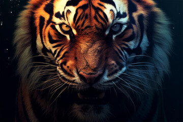 Generative AI.
scary tiger face background