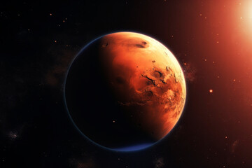 Obraz na płótnie Canvas Planet Mars on a dark background. Generative AI