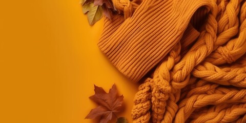 autumn knitted and leaves