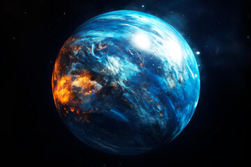 Fototapeta premium Planet Neptune on a dark background. Generative AI