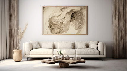 A white sofa in front of wall , Mockups Design 3D, HD