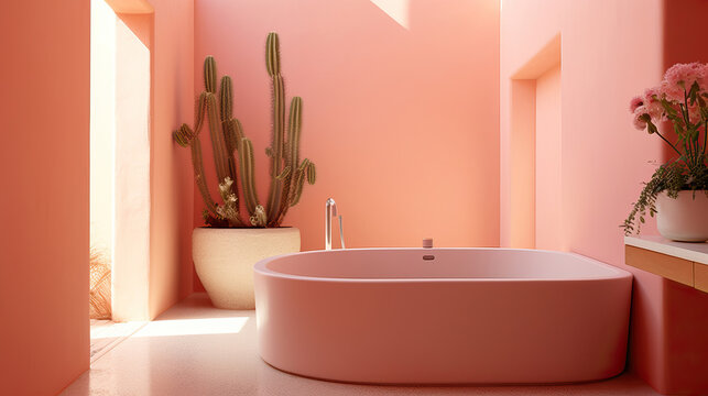Photography of a pinky Luis Barragan , Mockups Design 3D, HD
