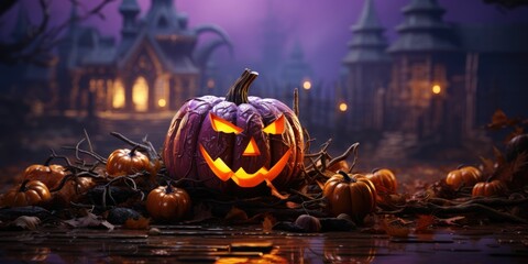 Naklejka premium pumpkin jack-o halloween