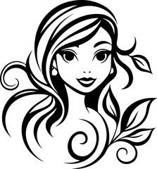 Vector illustration, a joyful young woman radiating happiness and vibrant energy.