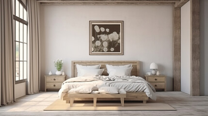Mockup Frame In Farmhouse Style Bedroom , Mockups Design 3D, HD