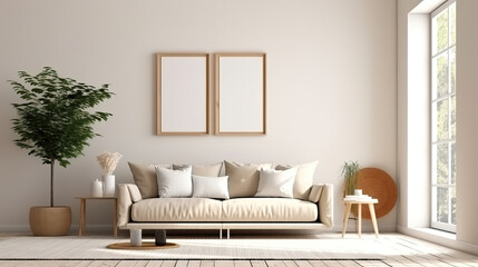 Mockup Frame in Scandinavian farmhouse living room , Mockups Design 3D, HD