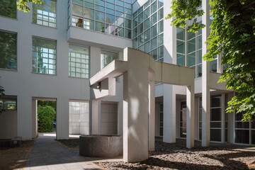 Outdoor exterior view at Museum Applied Art (Museum Angewandte Kunst), designed by Richard Meier in...