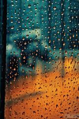 Capture the intricate patterns formed by raindrops on a windowpane. AI generative